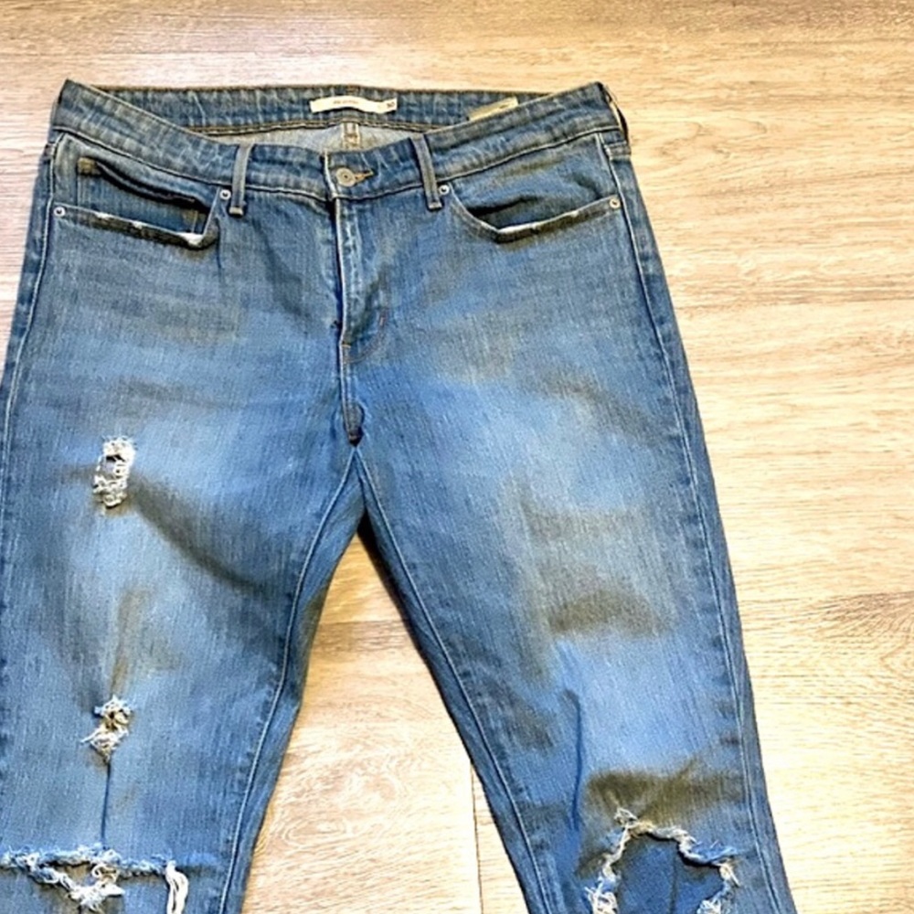 LEVI’S 711 Skinny - Denim Blue Jeans - Size 30 x 32 - Distress - Picture 4 of 10